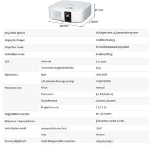 Proyector Inteligente TW6250T 3LCD 4K Pro-UHD de 200 Pulgadas, 2800 Lúmenes, Portátil, con Altavoces Integrados, 8GB de Almacenamiento, para Cine en Casa - Product Image 2