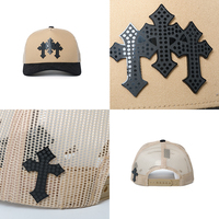 Casquette de baseball déchirée et délavée avec logo personnalisé, motif chaîne en strass vieilli, fournisseur en gros