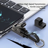 Câble porte-clés 4-en-1 à chargement ultra-rapide transfrontalier avec affichage numérique / Micro USB / Type-C, compatible pour téléphones portables/ordinateurs