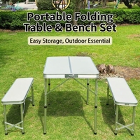 Table de camping pliante en aluminium sur mesure OEM ODM, ensemble 1 table et 2 chaises, style valise portable pour jardin, pique-nique, voyage