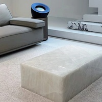 Table basse carrée en pierre, style minimaliste moderne, en cristal naturel blanc, pour petit appartement, salon, hôtel