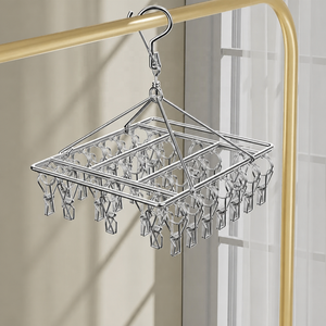 Séchoir carré multi-clip en acier inoxydable pour chaussettes et sous-vêtements - Product Image 1