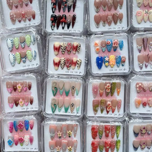 Betifnail prezzo all'ingrosso 3D stampa fatta a mano sulle unghie di alta qualità forma di mandorla unghie finte 10 pz/set supporto pacchetto personalizzato - Product Image 2