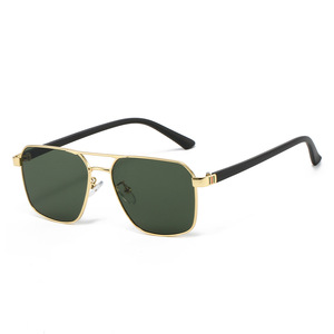 Sunglasses Full Rim Polarized 100% UV Protection Unisex Adult Outdoors <b>Gold</b> <b>Frame</b> Brown and Green Lenses - Product Image 2