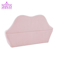 Foshan Speway, precio barato, salón de belleza, sofá de espera, sofá comercial de tela de terciopelo rosa con labios