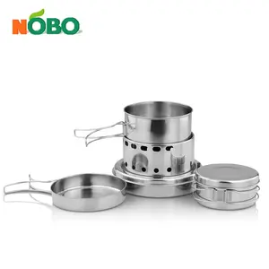 Draagbare Familie Reizen Kampvuur Potten En Pannen Waterkoker Cook Set Camping Opvouwbare Cookware Rvs Duurzaam Keuken Gereedschap