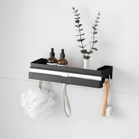 Étagère d'angle de douche transparente Plantex avec crochets muraux, support pour brosses à dents, chariot de rangement de salle de bain, design mignon