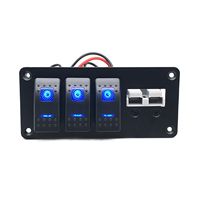 Panneau de commande marin à 4 interrupteurs à bascule numériques avec voltmètre, interrupteur à bascule marche/arrêt, prise d'alimentation 50 A, USB / prise allume-cigare