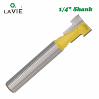 LAVIE 1pc 1/4 Pouces 6.35mm T Fente Fraise Hexagonale Boulon Clé Trou Trou Menuiserie Fraise Fin moulin MC01025