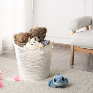 <b>Laundry</b> <b>Basket</b> Round Plastic Storage <b>Basket</b> Durable Clothing Organizer Bathroom Household Use - Product Image 4