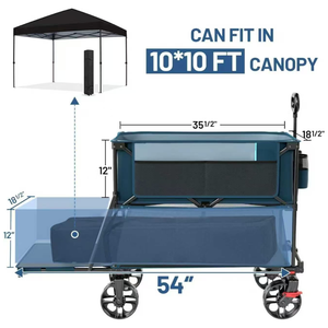 Wagon pliable utilitaire extérieur avec roues tout-terrain, poignée réglable, porte-gobelets pour le camping, le shopping - Product Image 4