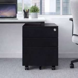 ตู้เก็บเอกสารเหล็กแบบเคลื่อนที่ 3 ลิ้นชัก ใต้โต๊ะทำงาน ตู้เก็บของโลหะพร้อมกุญแจและล้อ - Product Image 2