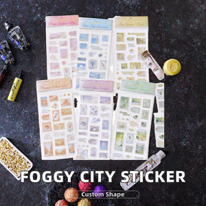 Vente en gros 1 feuille d'affranchissement incluse autocollant ville brumeuse série de courrier du matin planificateur de style japonais matériaux de Journal de voyage - Product Image 6