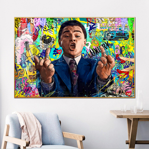 Peintures et décorations murales Wolf of Wall Street, art pop, graffiti, peinture en porcelaine de luxe avec cristaux pour la décoration de la maison, en cadeau - Product Image 1
