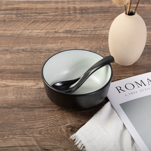 Conjunto de Louças Ecológicas de Alta Qualidade em Melamina Bicolor com Design Clássico Polido da Marca HCMA, Tigelas para Ramen e Arroz para Restaurantes - Product Image 3