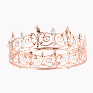 Tiara de Filigrana Dorada al por Mayor - Tocado de Flor de Lis con Diamantes de Imitación <span class=keywords><strong>para</strong></span> Novia, Boda, Baile de Graduación, Concurso, Fiesta, Disfraz, Cabello - Product Image 5