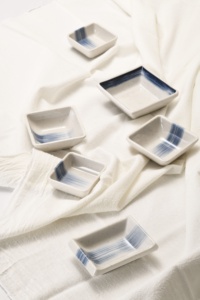 Piatto Quadrato Leggero in Melamina per <span class=keywords><strong>Antipasti</strong></span> <span class=keywords><strong>e</strong></span> Salse con Elegante Design a Strisce Blu per Servizio Ristorante - Product Image 6