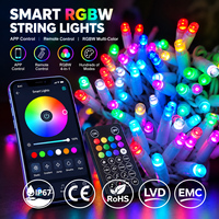 Guirlande lumineuse LED IP65, fil en caoutchouc blanc, connectable, 10m, 100 LED, contrôle par application, RGBW, décoration de Noël intelligente pour extérieur