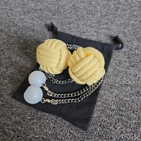 Paire de Poi de feu professionnels de taille moyenne Monkey Fist avec tête de mèche en corde de Kevlar pur et poignée à chaîne articulée pour spectacles de feu