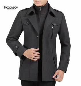 Manteau d'hiver en laine pour <span class=keywords><strong>homme</strong></span>, coupe ajustée, 50% laine, fermeture éclair, pour affaires et plein air, imperméable, <span class=keywords><strong>court</strong></span>, pour l'hiver - Product Image 2