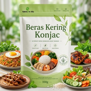 Fornitore all'ingrosso di riso Shirataki Beras Porang a basso contenuto di carboidrati, sostituto del pasto, fornitore indonesiano di riso Konjac secco - Product Image 1