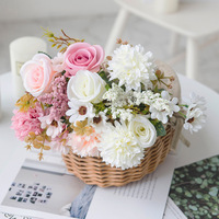 Bouquet de fleurs artificielles en mousse, style européen, 7 tiges, broderie de boules, marguerites, pour mariage, mariée, salon