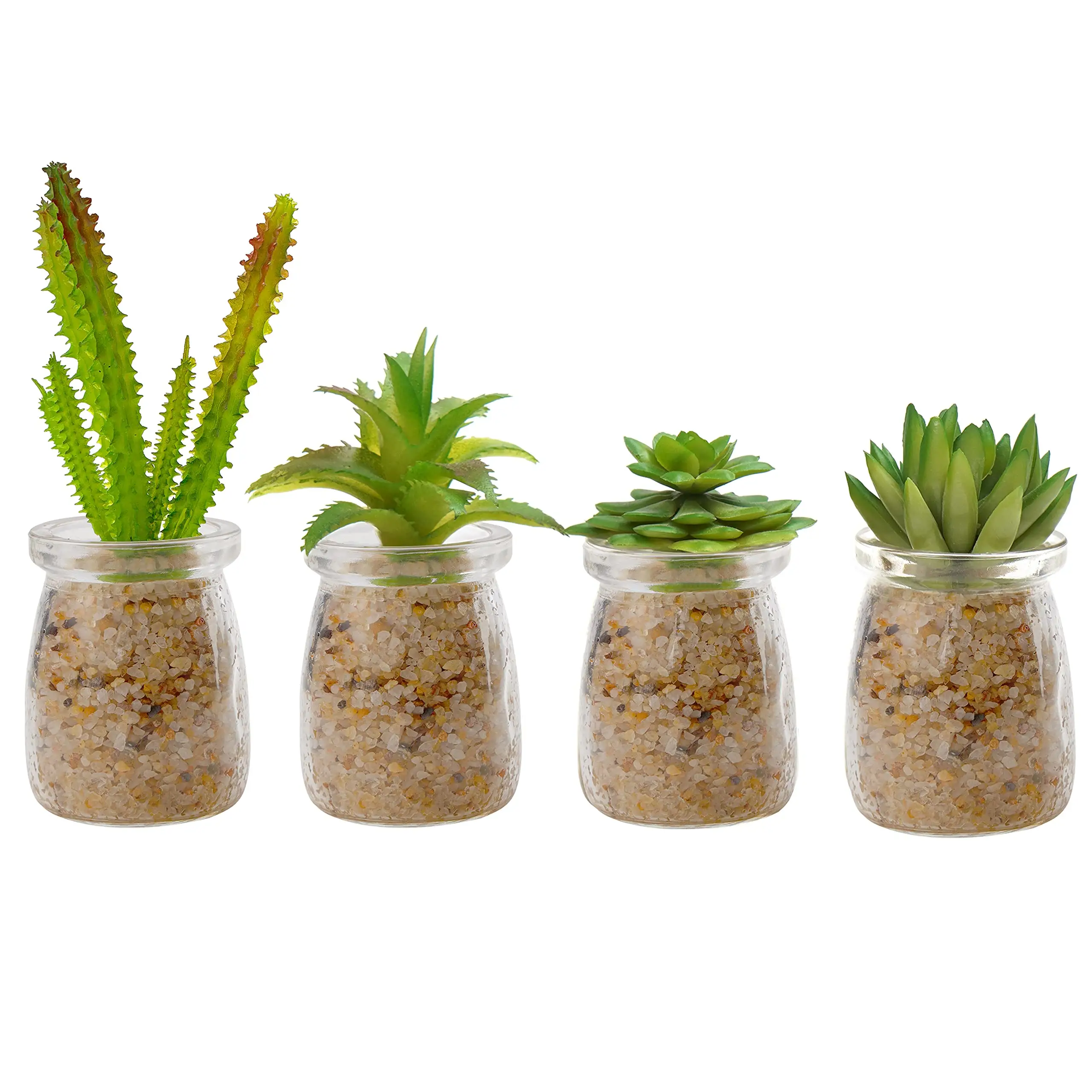 家庭用装飾用ガラスディスプレイの透明ポットミニ人工多肉植物のピース/セット装飾的な偽の植物
