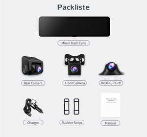 Xe gương chiếu hậu 11.26 inch 3 máy ảnh 2.5K Dash Cam vòng lặp ghi lại ứng dụng điều khiển AUX Carplay Android Auto tầm nhìn ban đêm - Product Image 6