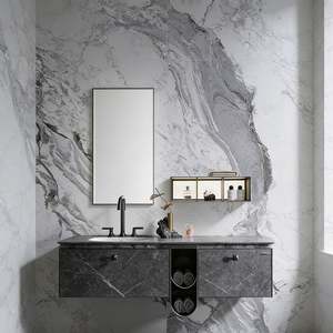 Balom Custom Full Set Matte Black <b>with</b> <b>Mirror</b> Cabinet Wall Mounted <b>Storage</b> Soft Closing Drawer Modern Waterproof Design - Product Image 1