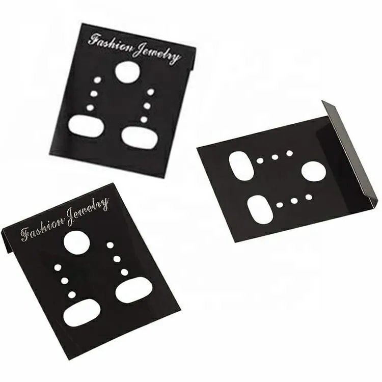 Cartes d'exposition personnalisées pour boucles d'oreilles, en plastique, de luxe, en PVC noir, bijoux, de haute qualité, conception simple