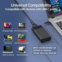 Adaptateur d'alimentation pour ordinateur portable USB-C 65W pour HP Spectre X360, EliteBook, Pavilion, Envy Series Type-C PD Charge rapide
