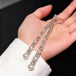 22879DIY <b>Pearl</b> Accessories S925 Silver Earnail Empty Tray with Zhao Lusi Multi <b>Pearl</b> <b>Earrings</b> 3-5mm Round Crystal <b>Earrings</b> - Product Image 2