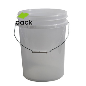 Seau en plastique blanc 20L vierge de miel de pp avec la poignée en métal et le couvercle plat pour l'emballage d'huile de nourriture - Product Image 1