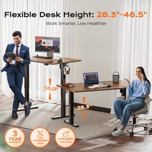 โต๊ะทำงานปรับระดับความสูงได้ SENYU รุ่น Electric Standing Desk หน้าโต๊ะไม้ พร้อมโครงเหล็กและรองรับการติดตั้งจอภาพหลายจอ - Product Image 3
