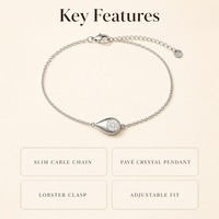 Bracelet unisexe Hiphop en fer, style Europe-Amérique, élégant, minimaliste, forme goutte d'eau, serti de zircons, luxueux et discret, pour le marché international