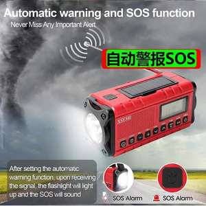 Radio Reloj Despertador Digital con Alarma, Carga Solar y USB, AM/FM/NOAA, 10000mAh, Linterna de Mano Integrada de Plástico - Product Image 3