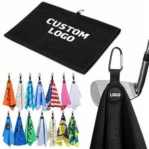 Serviette de golf en microfibre gaufrée super absorbante avec impression brodée personnalisée et logo sur mesure - Product Image 1