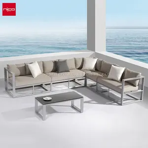 Muebles de Jardín de aluminio personalizados, conjunto de sofás seccionales para Patio al aire libre