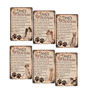 Animali Domestici Cane Regole Segno di Metallo Vintage Retro Tin Poster Targa in Metallo Della Decorazione Della Casa Casa Pub Bar Cafe Negozio di Arte Della Parete pittura ALL002 - Product Image 1