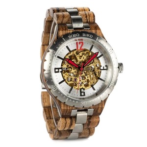 Relojes de Lujo para Hombre, Envío Rápido, Relojes de Pulsera Deportivos Mecánicos Automáticos con Esqueleto, Simulación de Madera de Bambú - Product Image 2