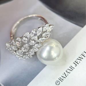 แหวนเงินแท้ประดับมุกธรรมชาติ ดีไซน์เรียบหรู สไตล์ยุโรป-อเมริกัน  ปรับขนาดได้  ประดับเพชรซิคอน  พร้อมกล่องของขวัญสุดเก๋ - Product Image 3