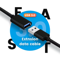 Cable de Extensión USB 3.0 de Alta Velocidad con Trenzado de Aluminio, Macho a Hembra, OEM ODM, Cable de Carga y Sincronización de Datos para Accesorios Electrónicos