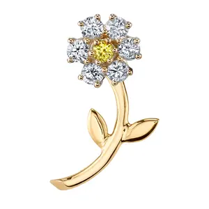 Gemnel luxury jewelry summer 925 silver diamond flower stud jacket earrings