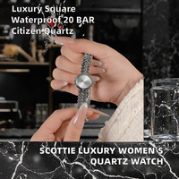 Montre pour femme Scottie Luxury Fashion 9722, quartz personnalisé, alliage, verre, étanche, carrée, bracelet en acier inoxydable