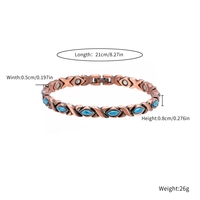 Bracelet magnétique en alliage de cuivre et turquoise, maillons X O, pierre antique, bijoux magnétiques pour la santé, hommes et femmes, vente en gros, personnalisé, OEM