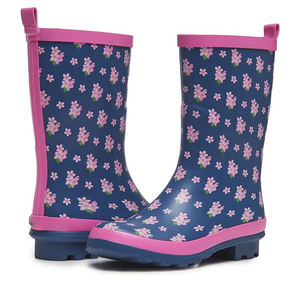 Hot <strong>Sale</strong> Women's Winter Tall Knee-High Waterproof Rubber Rain <strong>Boots</strong> Adult Navy Solid Pink Floral <strong>Wellington</strong> <strong>Boots</strong> - Product Image 1