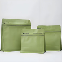Sacs en Mylar à fond plat personnalisés avec fermeture éclair, pour grains de café, fruits secs, avec valve d'air, imprimés, anti-odeurs