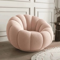 Fauteuil Paresseux Pliable Compressé en Forme de Citrouille, Style Crème Moderne, Inclinable et Convertible en Lit, en Tissu, Meuble de Maison pour Espaces Peu Spacieux