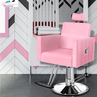 Mobilier de salon moderne Chaise de barbier rose Base en acier inoxydable Chaises de salon uniques