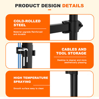 Support d'écran unique Khcoohoo pour ordinateur portable, fixation en acier à pince ou passe-câble, inclinaison 45°, 10''-17'', capacité de charge 8kg, disponible en stock
